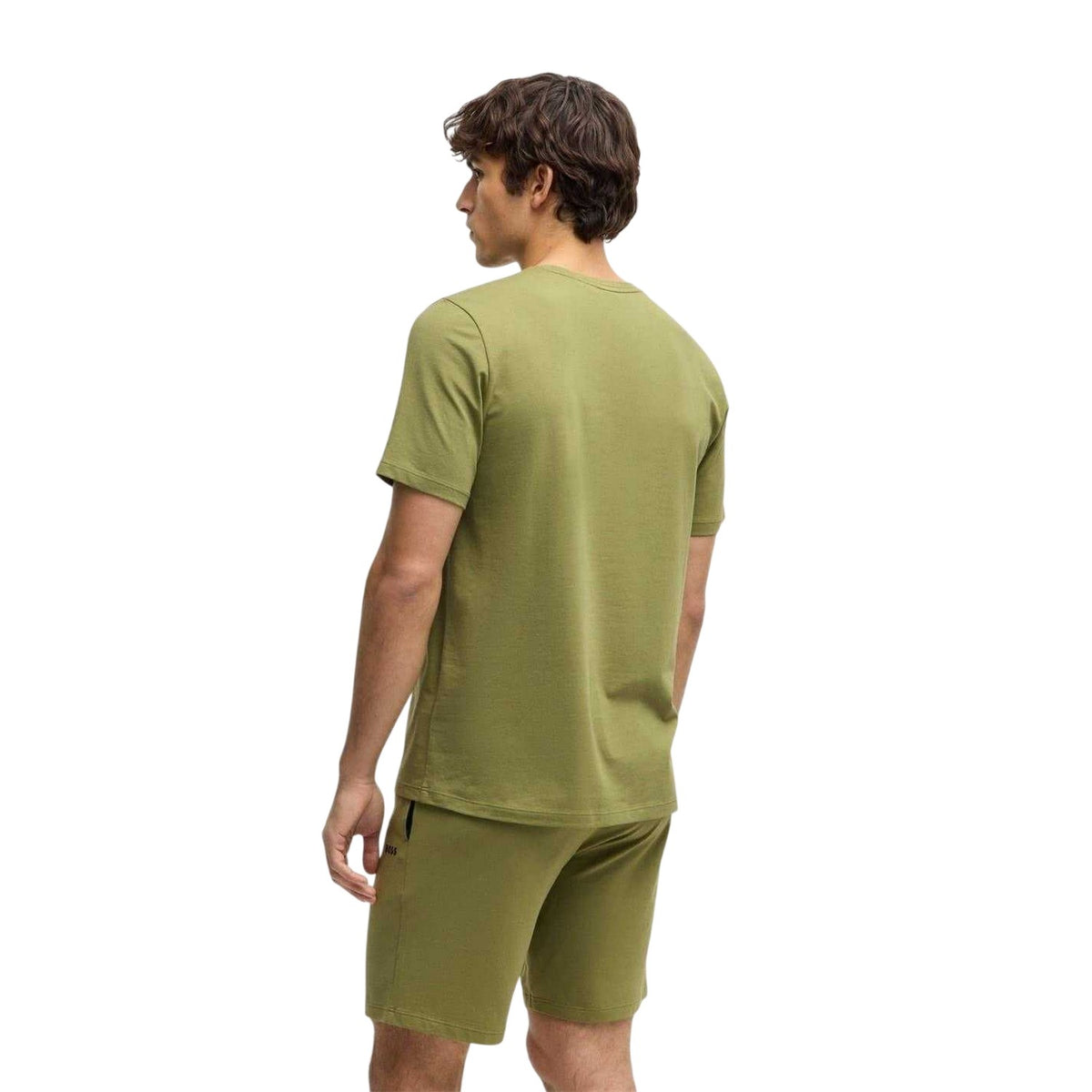 Mid Green - Back - Boss Mens Mixmatch Crew Neck Short-Sleeved T-Shirt