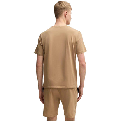 Beige - Back - Boss Mens Mixmatch Crew Neck Short-Sleeved T-Shirt