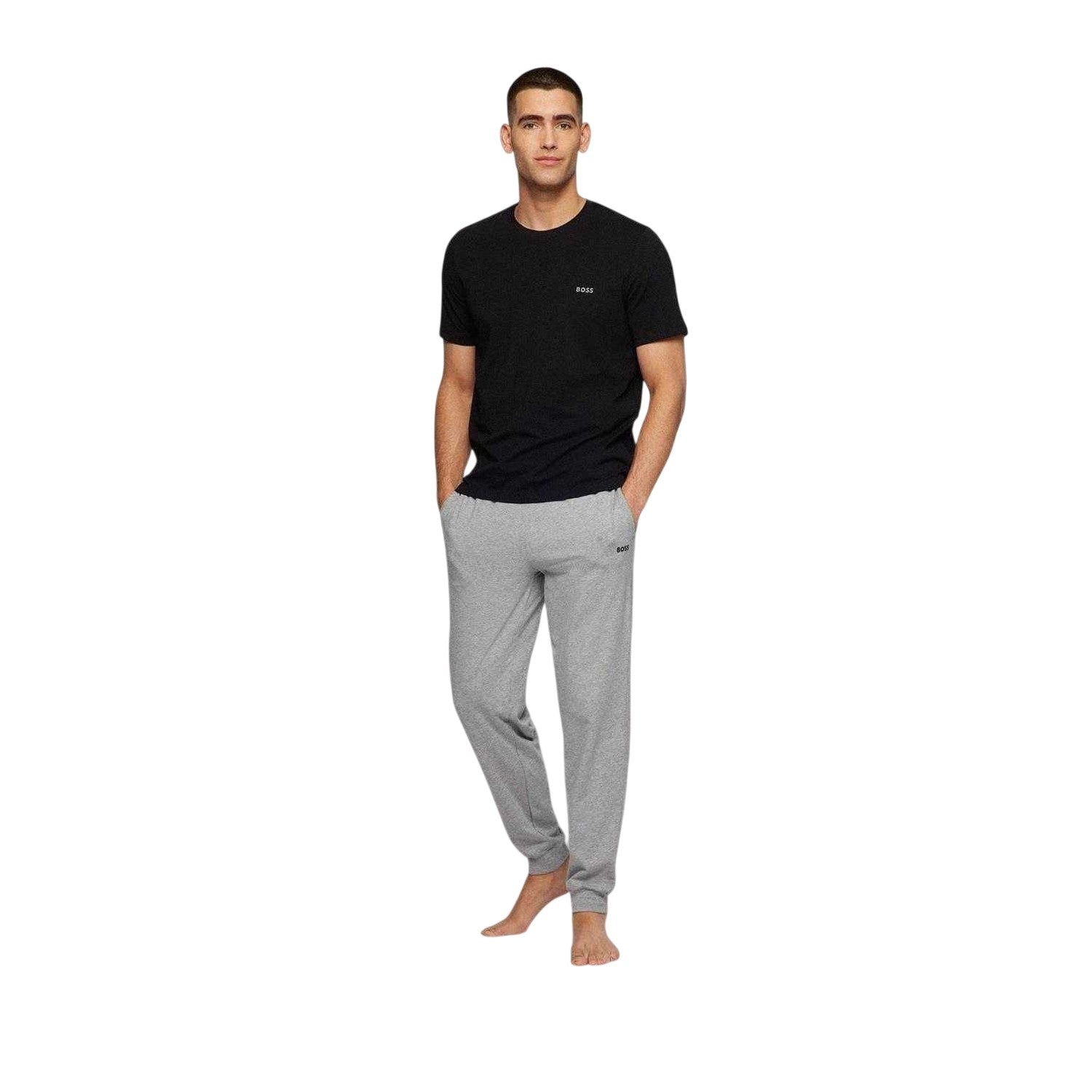 Black - Side - Boss Mens Mixmatch Crew Neck Short-Sleeved T-Shirt