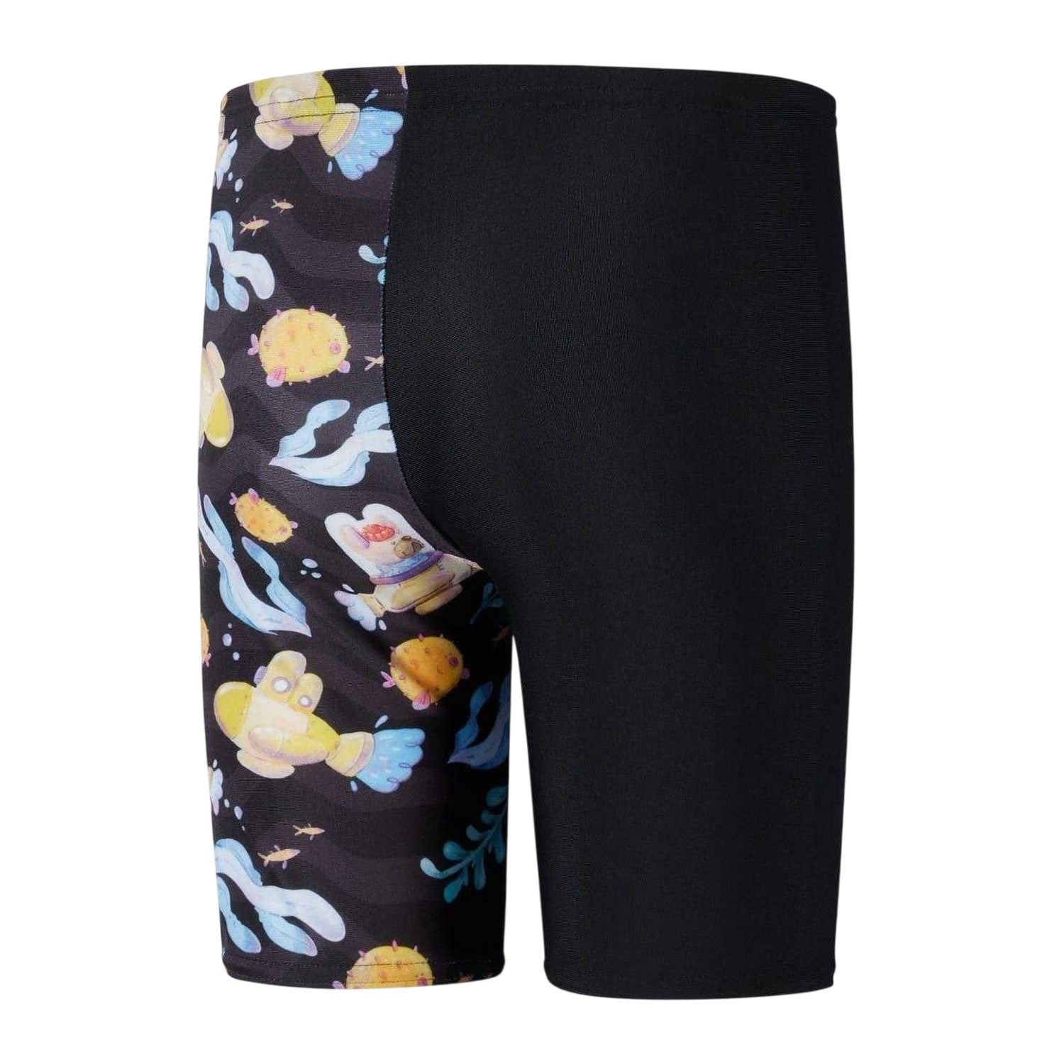 Black-Yellow - Back - Speedo Boys Jammer All-Over Print Swim Shorts