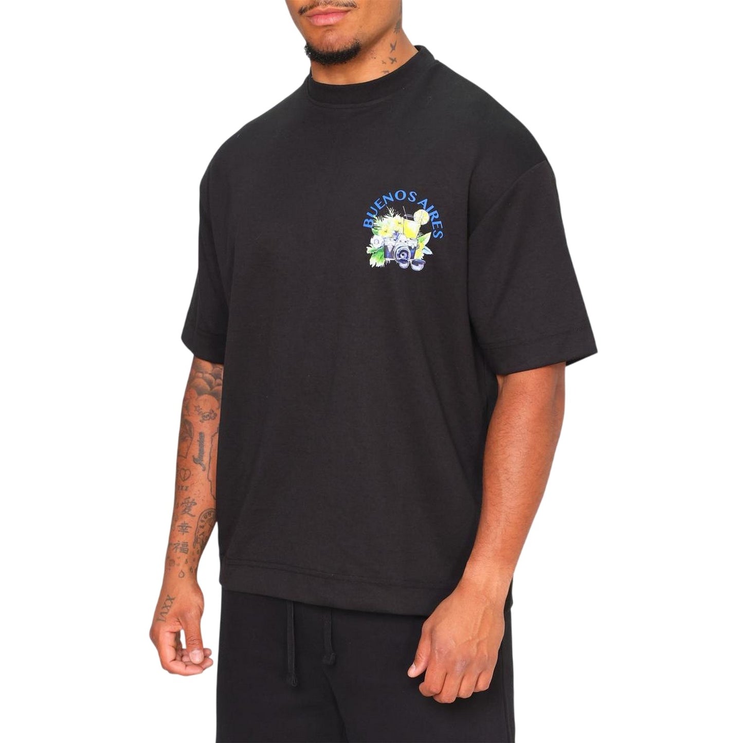 Black - Side - Rose London Mens Buenos T-Shirt