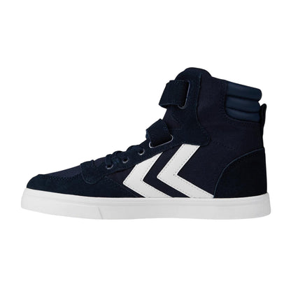 Dress Blue - Side - Hummel Womens-Ladies Stadil Chevron Stripe Leather Trainers