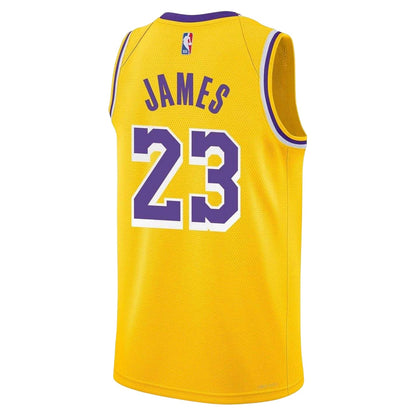Lakers Purple-Yellow - Back - Nike Childrens-Kids Icon LA Lakers Relaxed Fit Basketball Jersey