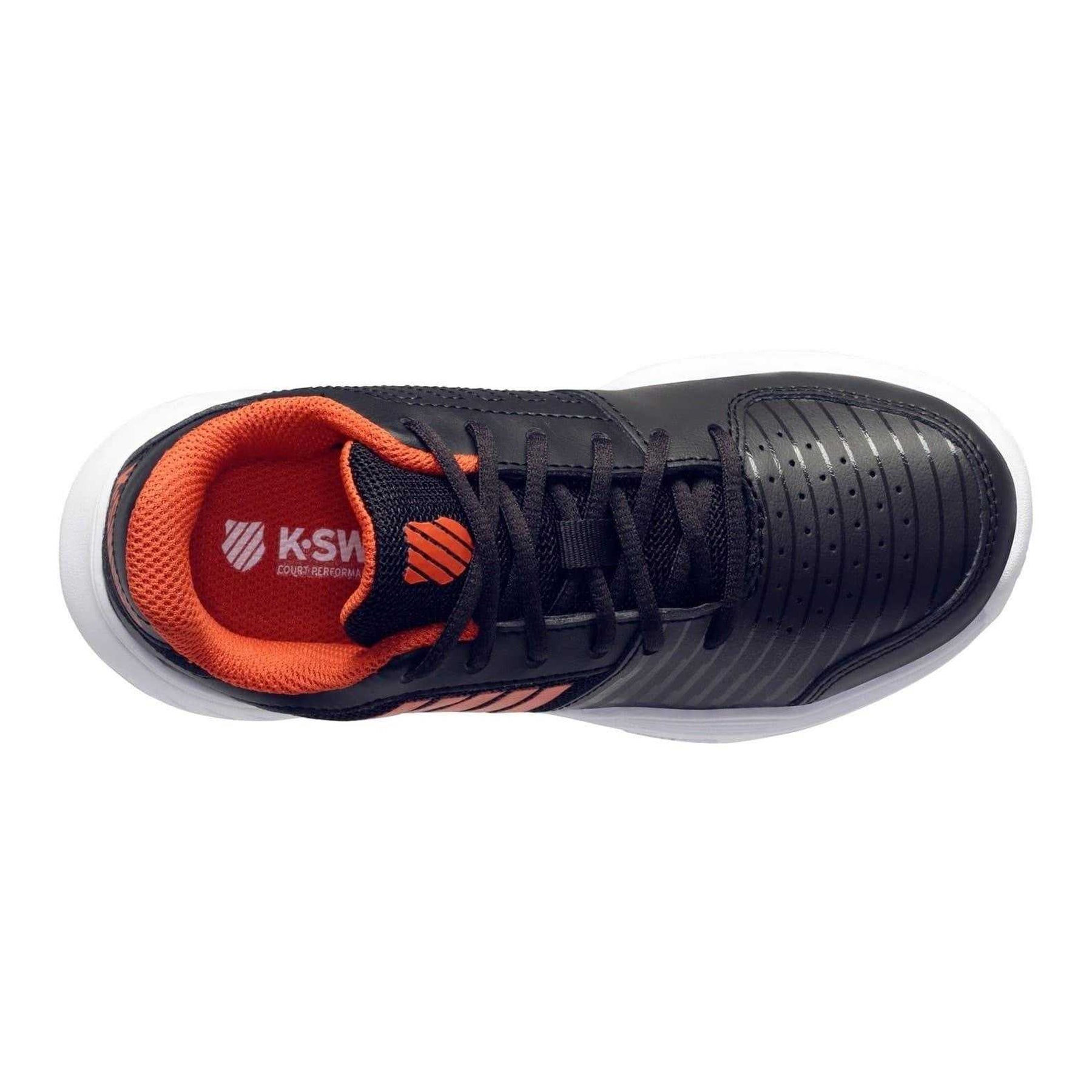 Black-Orange - Side - K-Swiss Womens-Ladies Court Express Omni Leather Tennis Shoes