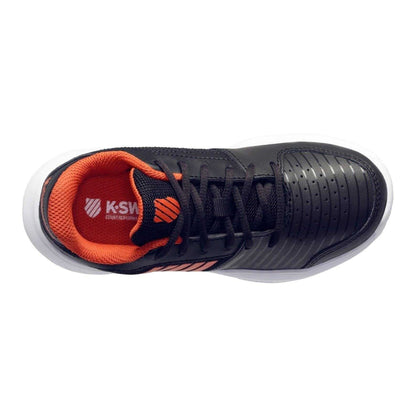Black-Orange - Side - K-Swiss Womens-Ladies Court Express Omni Leather Tennis Shoes