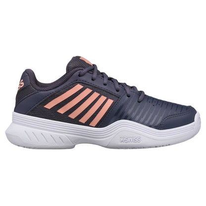 Frost Gray-Peach - Front - K-Swiss Womens-Ladies Court Express Omni Leather Tennis Shoes