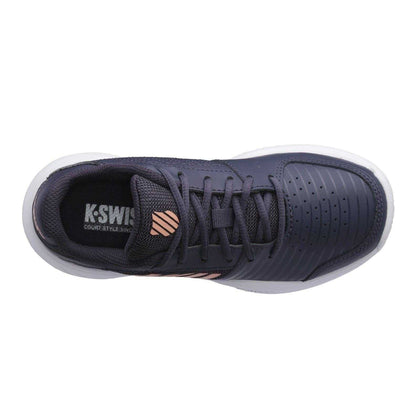 Frost Gray-Peach - Side - K-Swiss Womens-Ladies Court Express Omni Leather Tennis Shoes