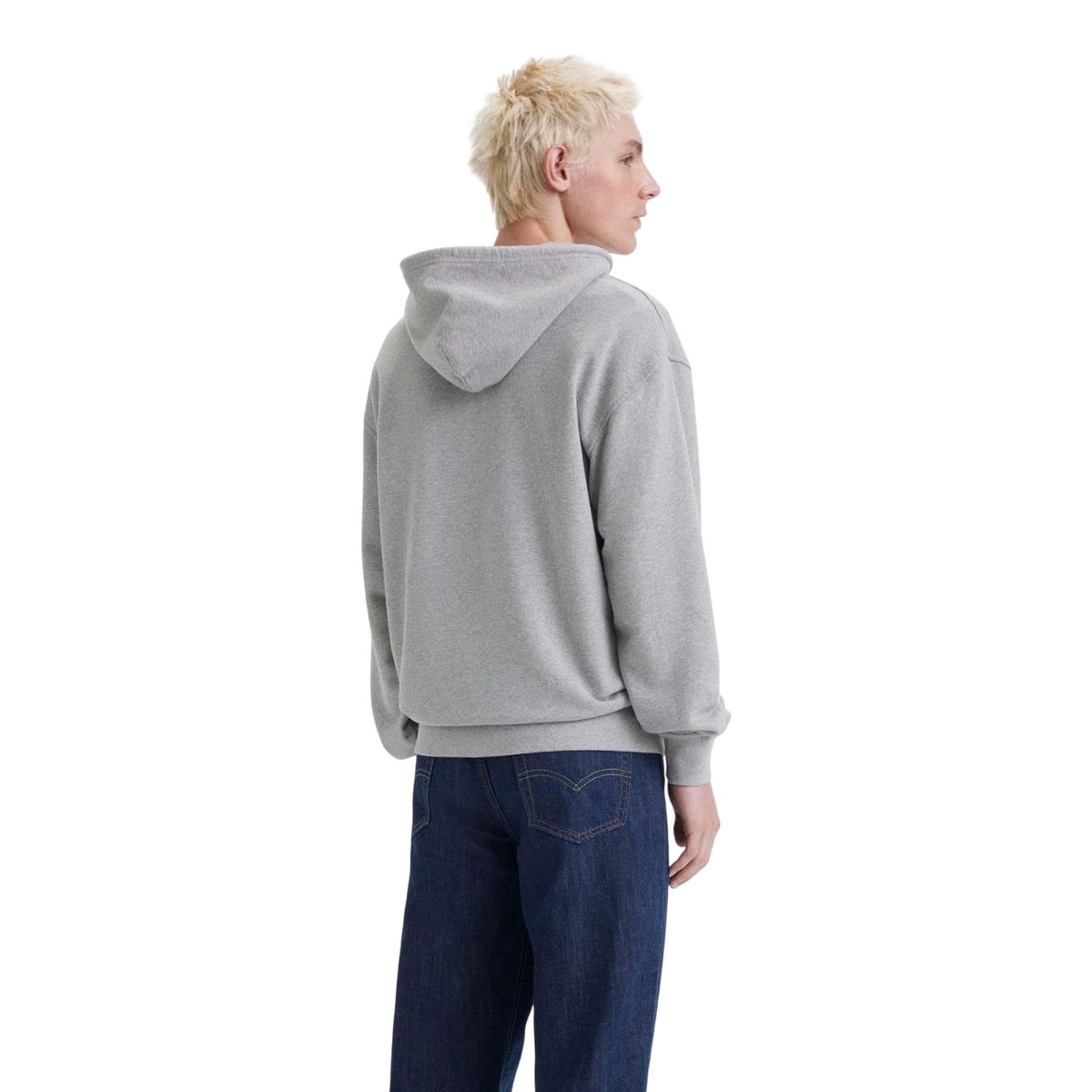 Grey Marl - Back - Levis Mens Graphic Relaxed Fit Hoodie