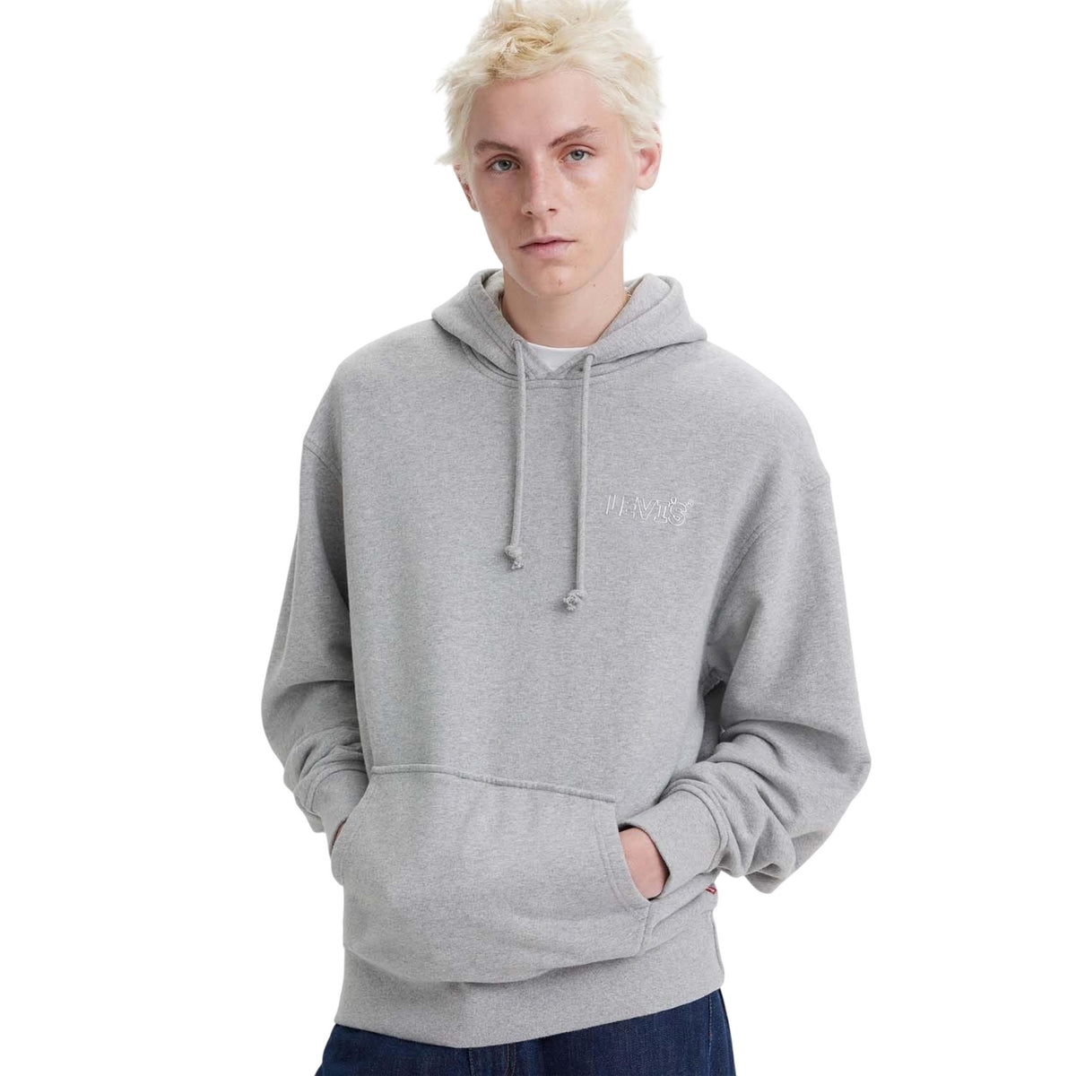 Grey Marl - Lifestyle - Levis Mens Graphic Relaxed Fit Hoodie
