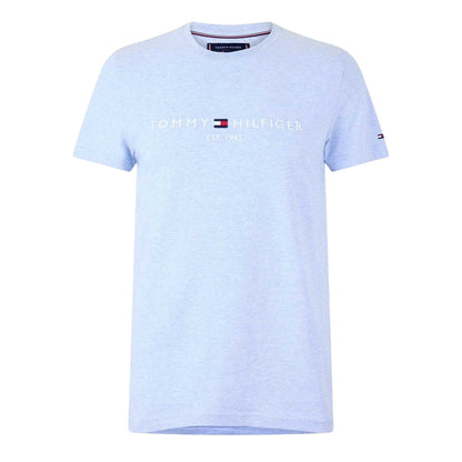 Heather Blue - Front - Tommy Hilfiger Womens-Ladies Chest Logo Crew Neck T-Shirt