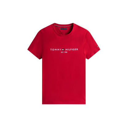Red - Front - Tommy Hilfiger Womens-Ladies Chest Logo Crew Neck T-Shirt