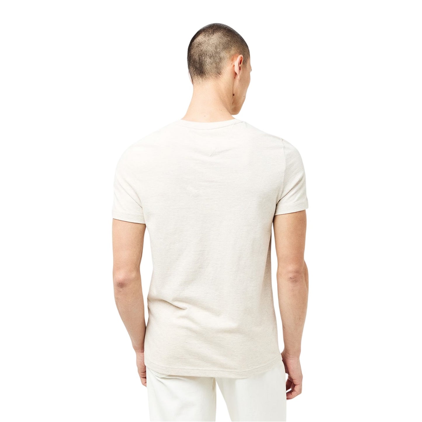 Oatmilk Beige - Back - Tommy Hilfiger Womens-Ladies Chest Logo Crew Neck T-Shirt