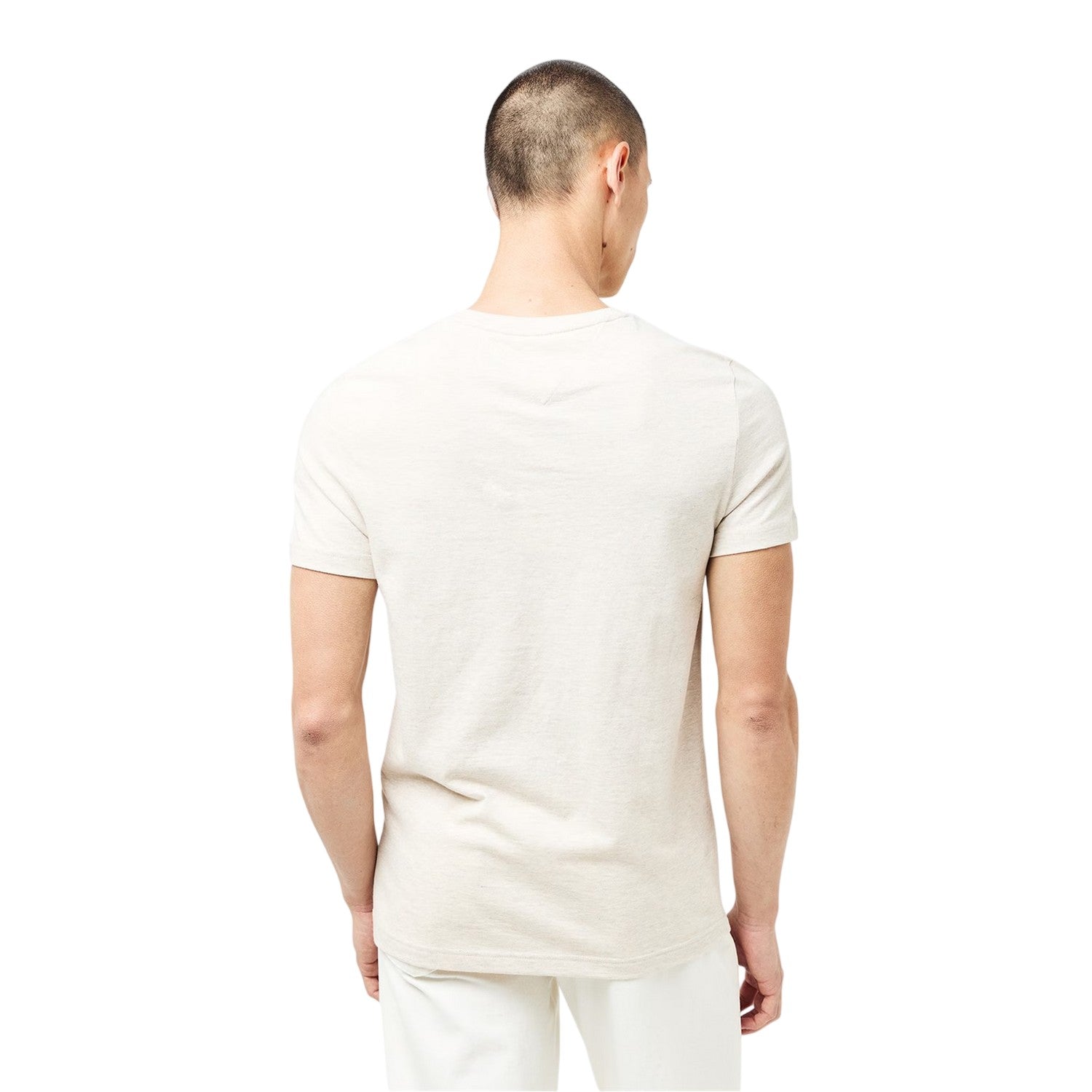 Oatmilk Beige - Back - Tommy Hilfiger Womens-Ladies Chest Logo Crew Neck T-Shirt