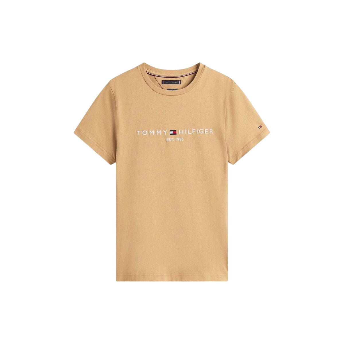 Camel - Front - Tommy Hilfiger Womens-Ladies Chest Logo Crew Neck T-Shirt