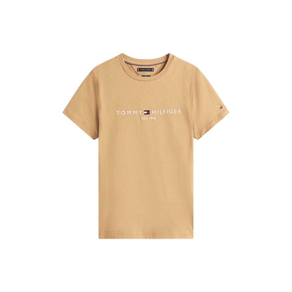 Camel - Front - Tommy Hilfiger Womens-Ladies Chest Logo Crew Neck T-Shirt