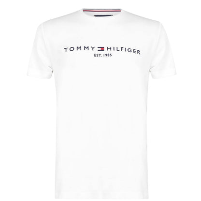 White - Front - Tommy Hilfiger Womens-Ladies Chest Logo Crew Neck T-Shirt