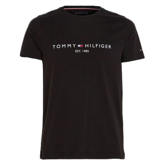 Black - Front - Tommy Hilfiger Womens-Ladies Chest Logo Crew Neck T-Shirt