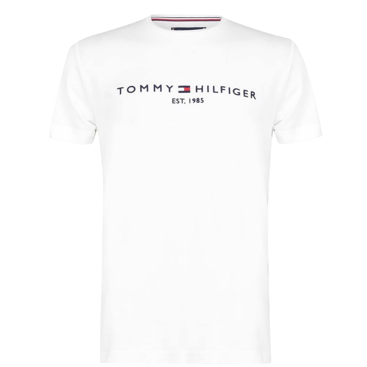 White - Front - Tommy Hilfiger Womens-Ladies Chest Logo Crew Neck T-Shirt