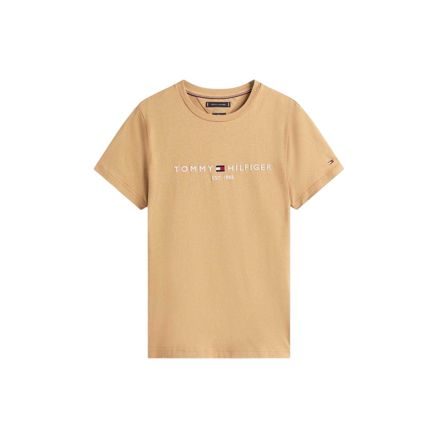 Camel - Front - Tommy Hilfiger Womens-Ladies Chest Logo Crew Neck T-Shirt