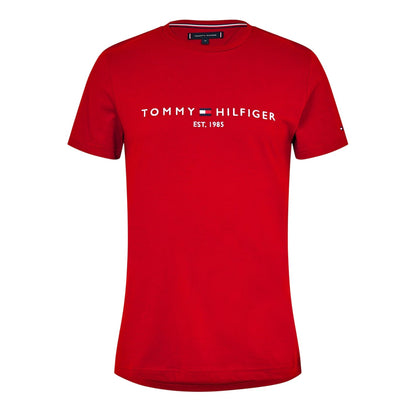 Fierce Red - Front - Tommy Hilfiger Womens-Ladies Chest Logo Crew Neck T-Shirt