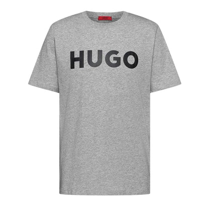 Grey-Black - Front - Hugo Mens Dulivio Contrast Logo T-Shirt