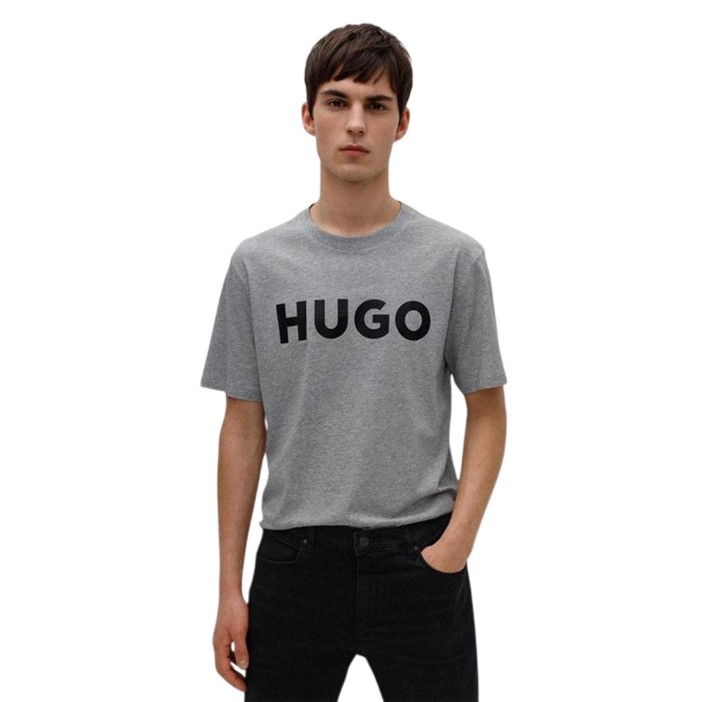 Grey-Black - Back - Hugo Mens Dulivio Contrast Logo T-Shirt