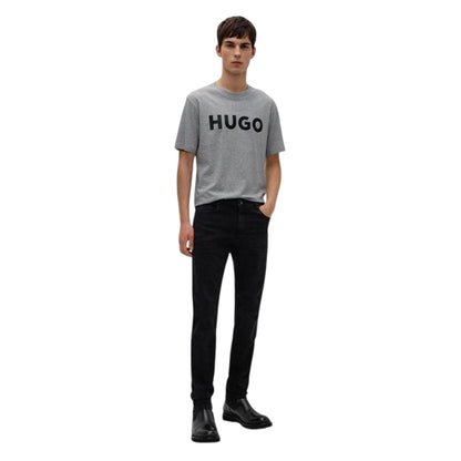Grey-Black - Side - Hugo Mens Dulivio Contrast Logo T-Shirt