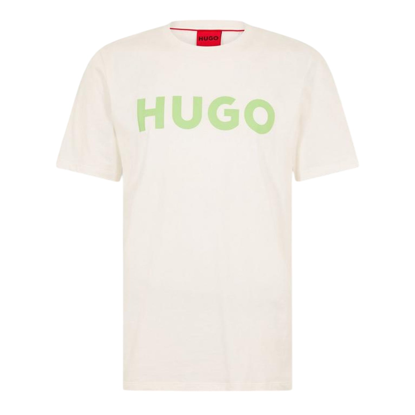 Natural - Front - Hugo Mens Dulivio Contrast Logo T-Shirt