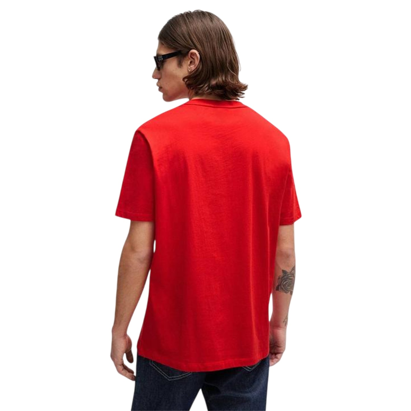 Red-White - Back - Hugo Mens Dulivio Contrast Logo T-Shirt