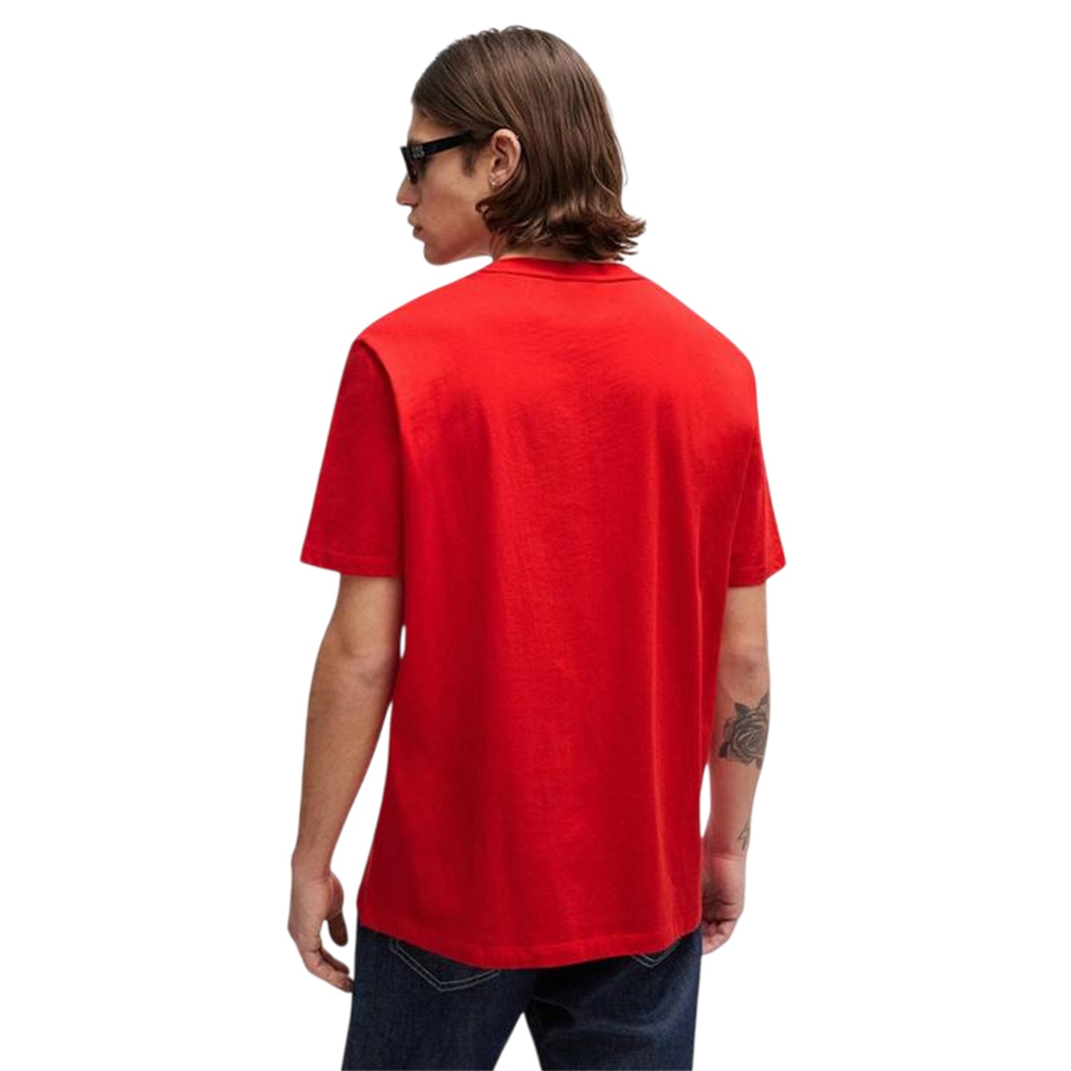 Red-White - Back - Hugo Mens Dulivio Contrast Logo T-Shirt