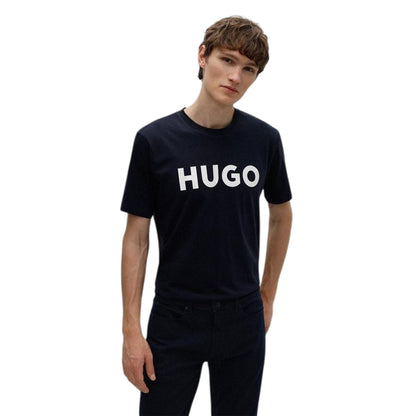 Black Iris Navy-White - Back - Hugo Mens Dulivio Contrast Logo T-Shirt