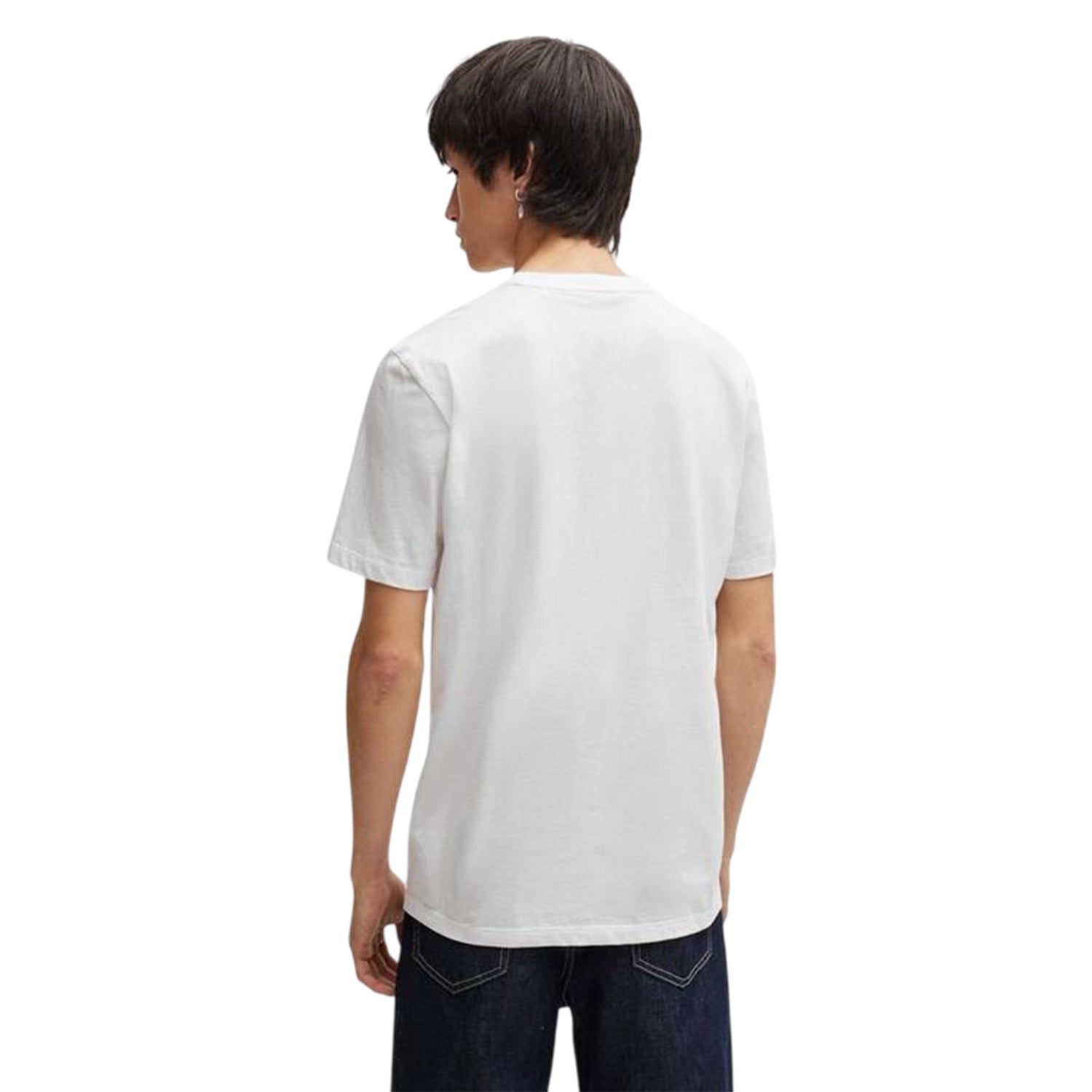White - Back - Hugo Mens Dulivio Contrast Logo T-Shirt