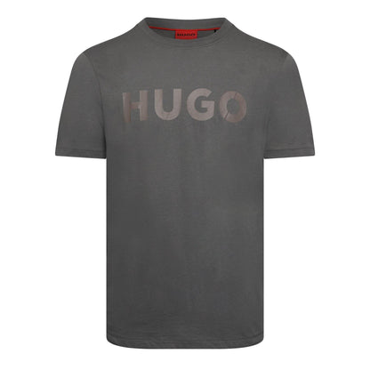 Dark Grey - Front - Hugo Mens Dulivio Contrast Logo T-Shirt