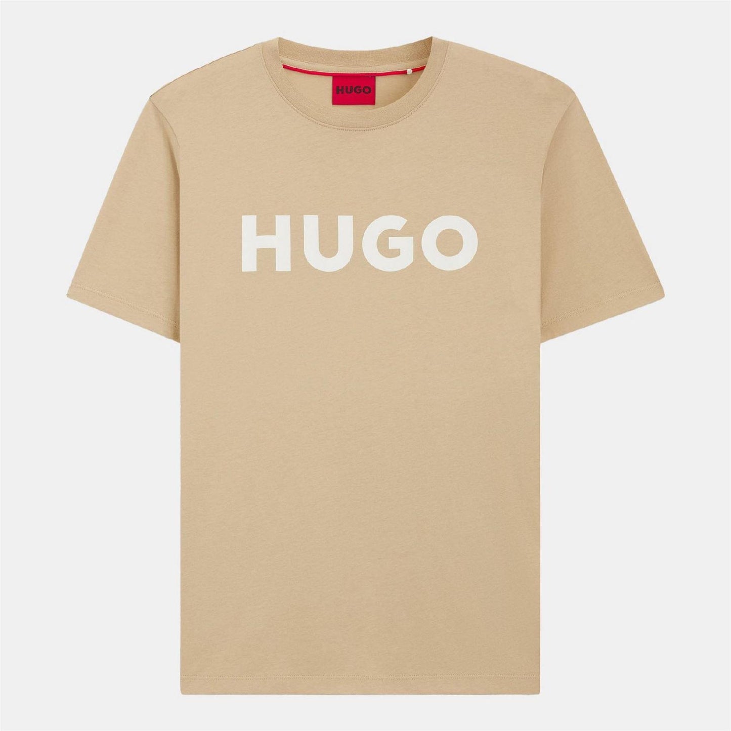 Medium Beige - Front - Hugo Mens Dulivio Contrast Logo T-Shirt