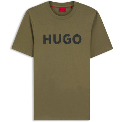 Khaki Green - Front - Hugo Mens Dulivio Contrast Logo T-Shirt