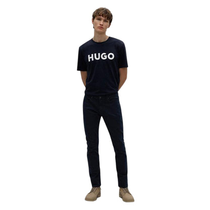 Black Iris Navy-White - Side - Hugo Mens Dulivio Contrast Logo T-Shirt