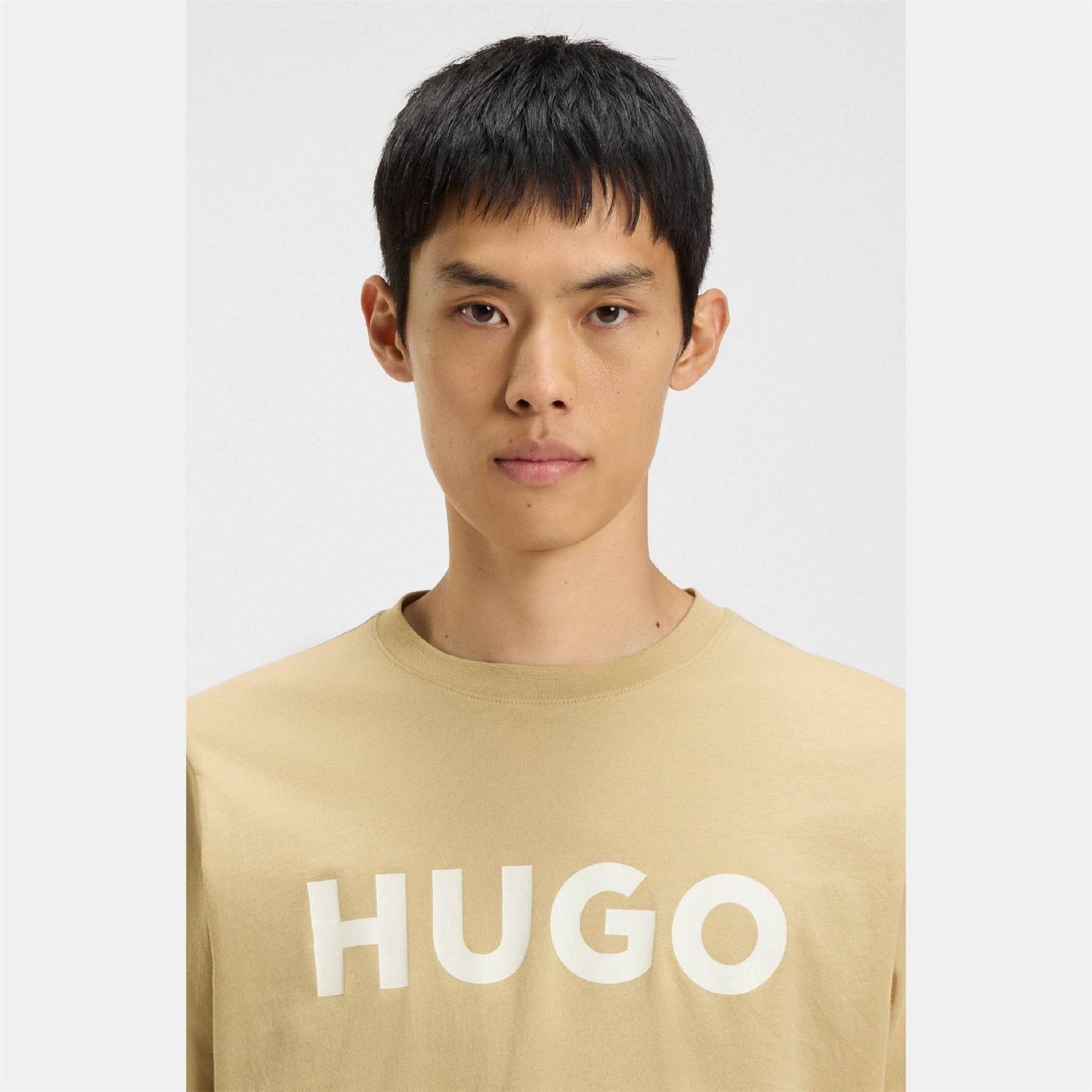 Medium Beige - Pack Shot - Hugo Mens Dulivio Contrast Logo T-Shirt