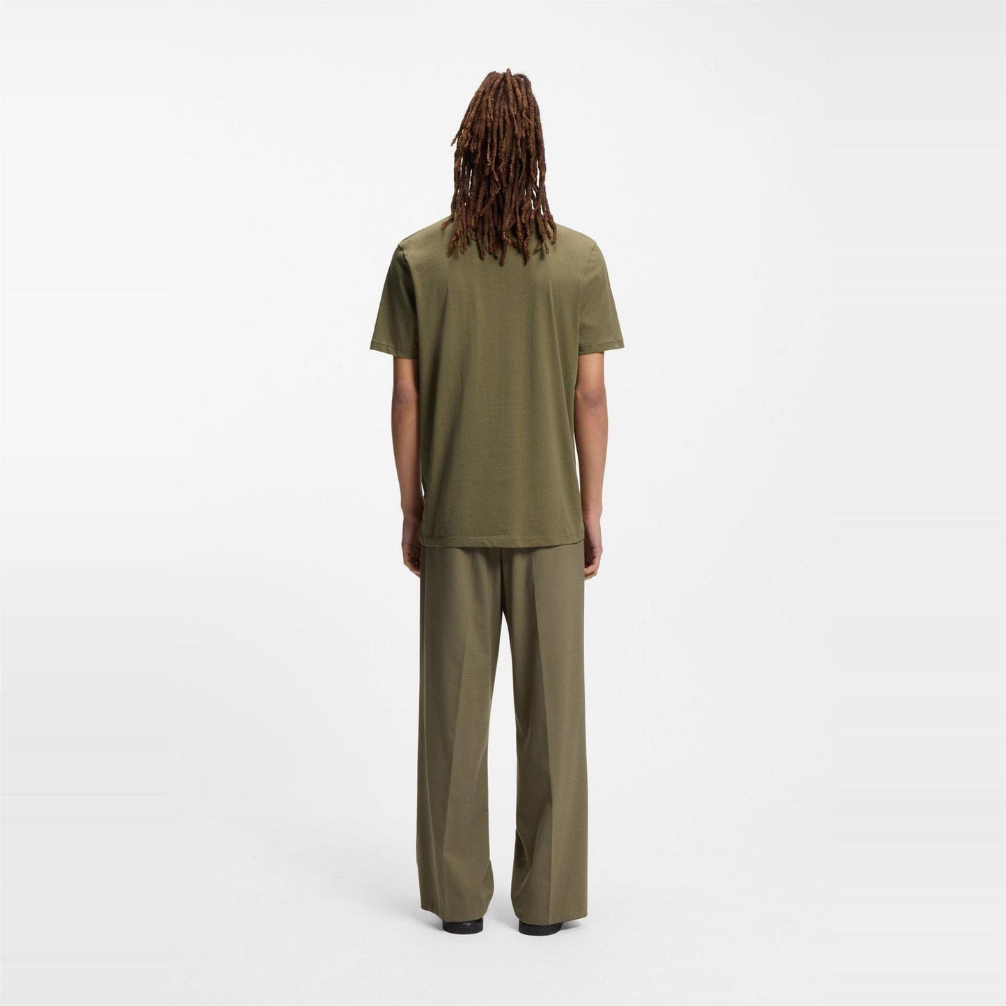 Khaki Green - Side - Hugo Mens Dulivio Contrast Logo T-Shirt