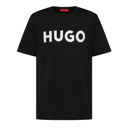 Black-White - Front - Hugo Mens Dulivio Contrast Logo T-Shirt