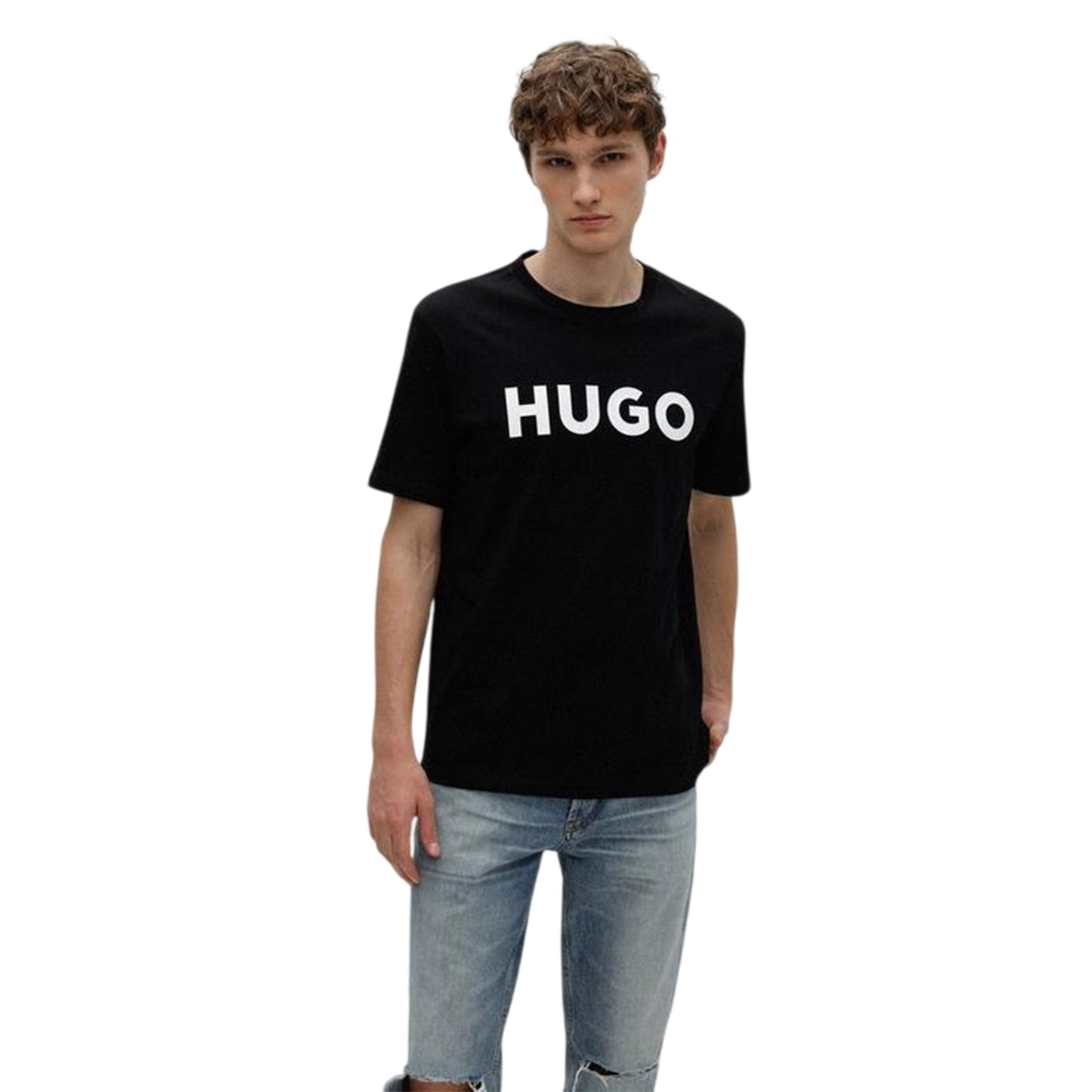 Black-White - Back - Hugo Mens Dulivio Contrast Logo T-Shirt