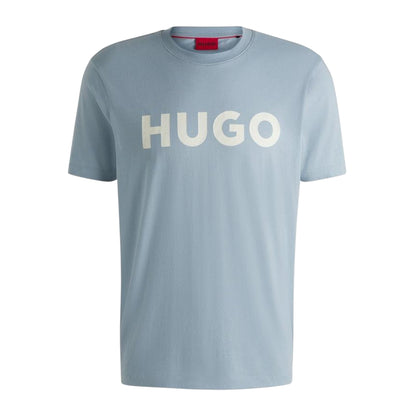 Blue - Front - Hugo Mens Dulivio Contrast Logo T-Shirt
