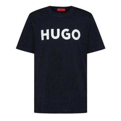Black Iris Navy-White - Front - Hugo Mens Dulivio Contrast Logo T-Shirt