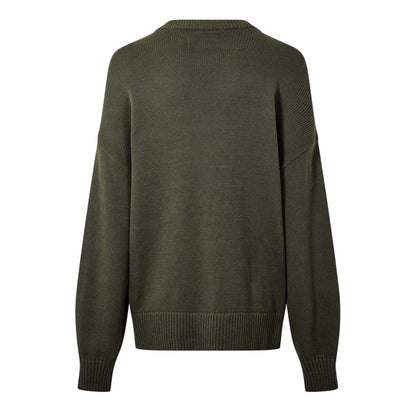 Dark Khaki - Back - Jack Wills Womens-Ladies Crew Neck Oversized Cardigan