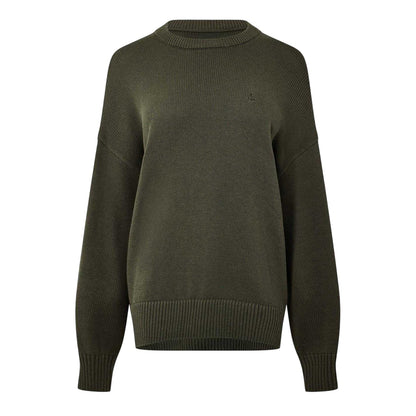 Dark Khaki - Front - Jack Wills Womens-Ladies Crew Neck Oversized Cardigan