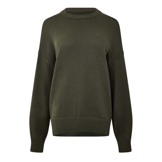 Dark Khaki - Front - Jack Wills Womens-Ladies Crew Neck Oversized Cardigan