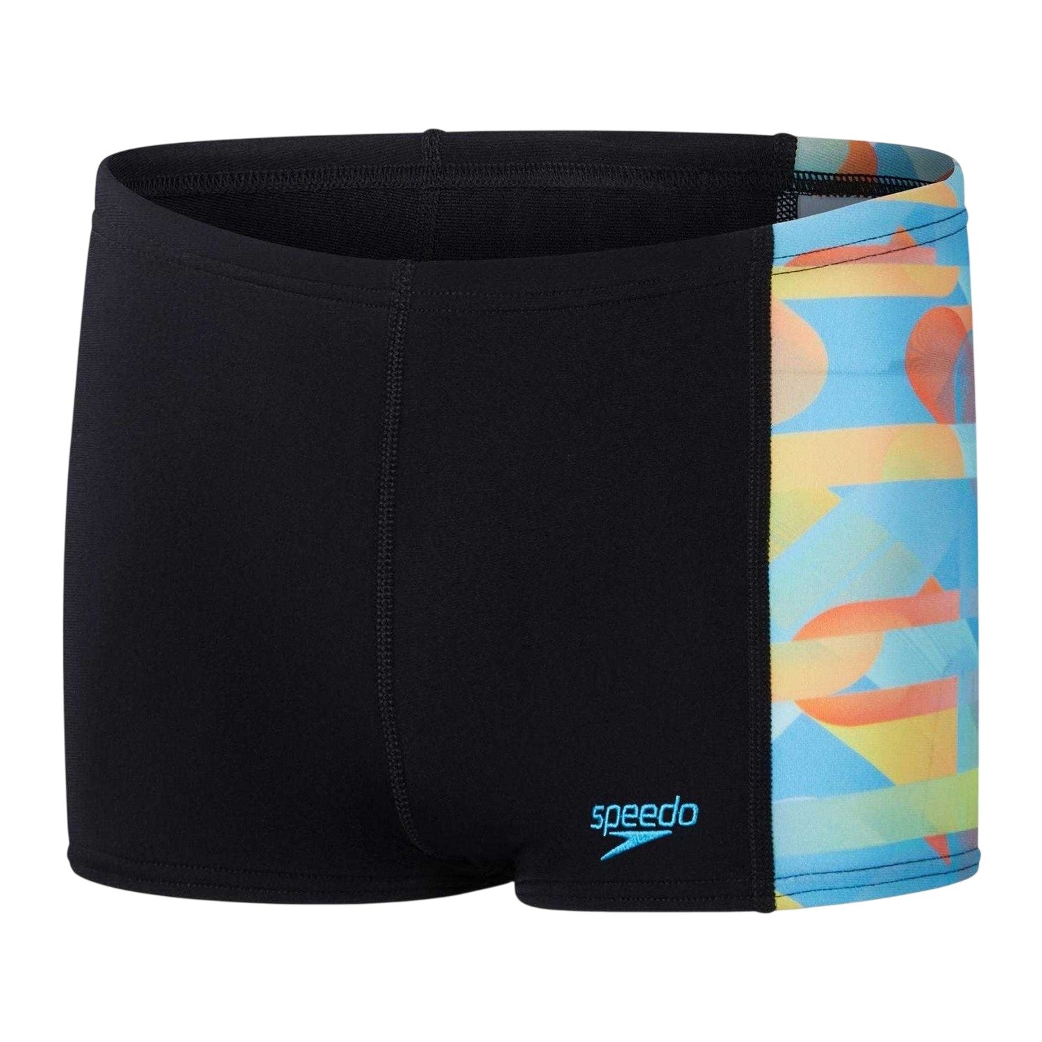 Black-Blue - Front - Speedo Boys Aquashort Digital Swim Shorts