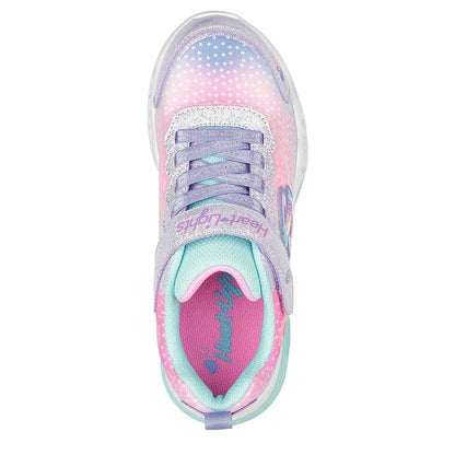 Lavender - Side - Skechers Girls Flutter Heart Light Up Flat Trainers