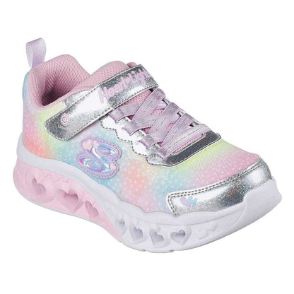 Multicoloured - Front - Skechers Girls Flutter Heart Light Up Flat Trainers