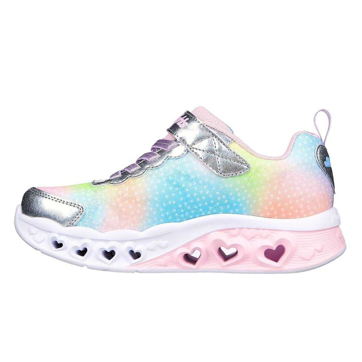 Multicoloured - Back - Skechers Girls Flutter Heart Light Up Flat Trainers