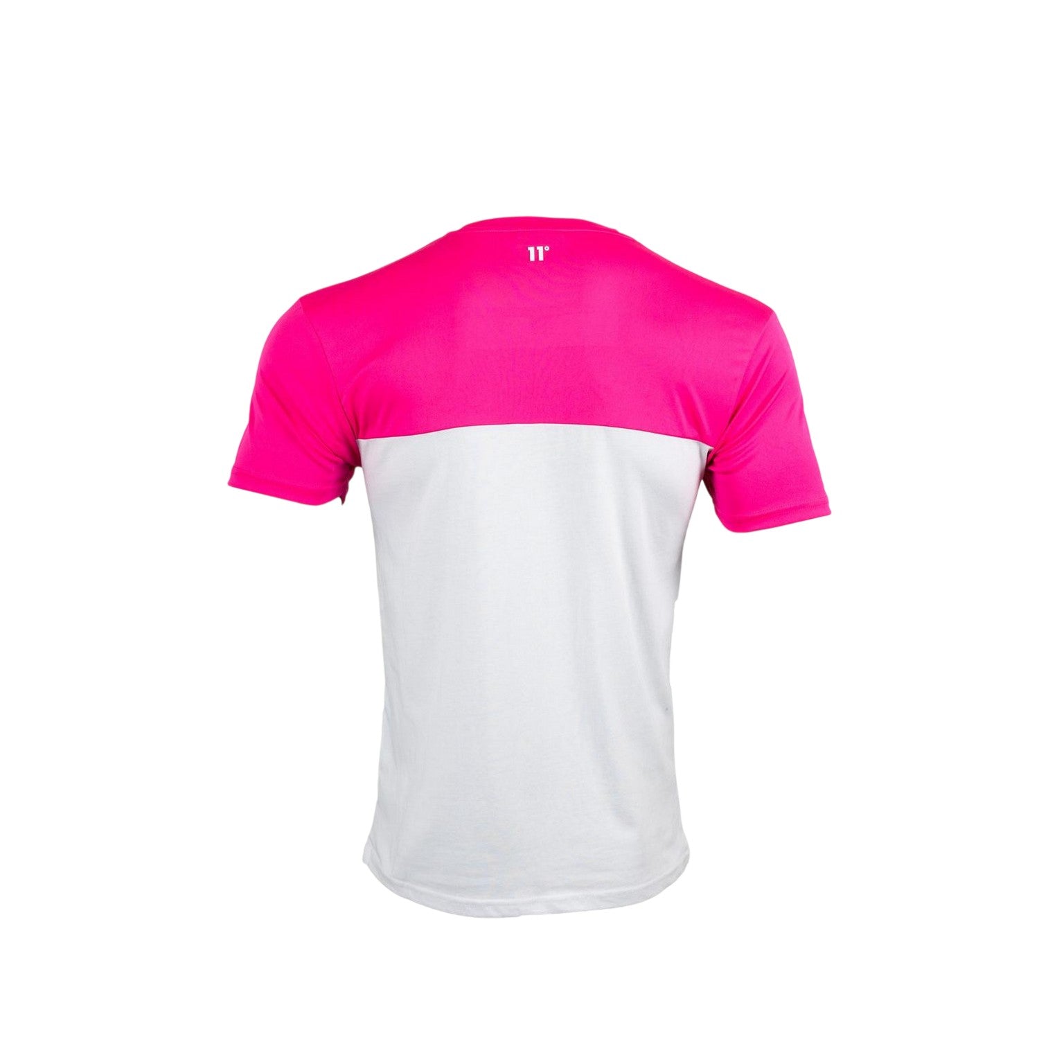 Pink Glow-White Print - Back - 11 Degrees Mens Cut and Sew Panel Short-Sleeved T-Shirt